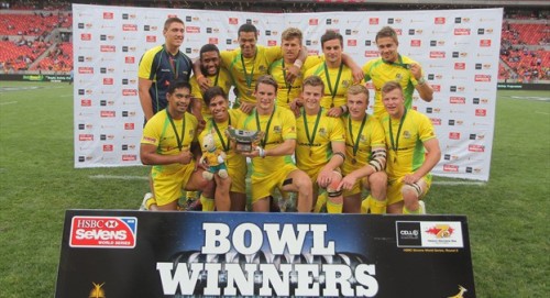  Australia won the Bowl in South Africa with seven of that squad travelling to Fiji for the Uprising Sevens tourament. Photo: IRB